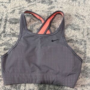 Nike Gray Sports Bra with Coral Accents Crossback